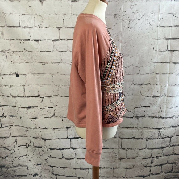 Anthropologie Akemi & Kin Rose Sequin Embellished Round Neck Knit Top Size M - Picture 4 of 12